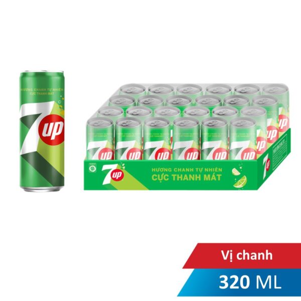 Thùng 24 lon nước ngọt 7UP 330ml - Hình ảnh 2